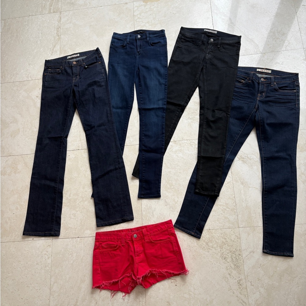 Bundle J Brand Women's Jeans 4 pc Collection - Black, Blue. One pair of shorts.